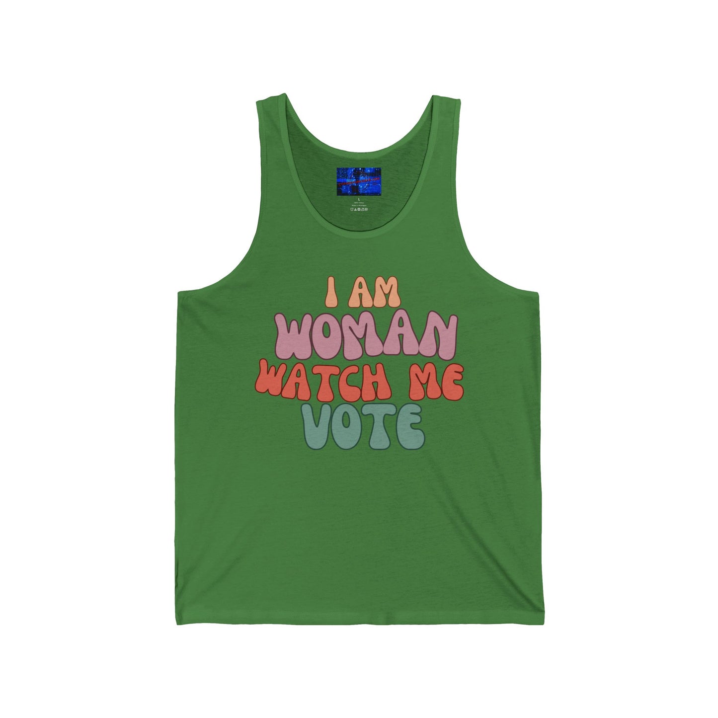 I Am Woman Watch Me Vote Unisex Jersey Tank Top by cypherpunkgear.com