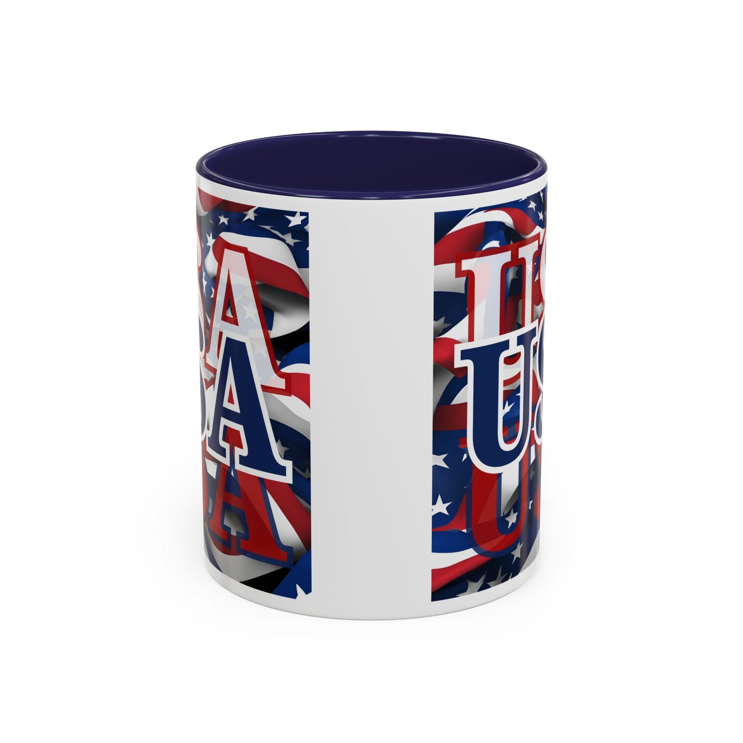 USA Blue font Center Patriot Accent Mug by cypherpunkgear.com