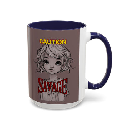 Caution, Savage Grey Accent Mug by cypherpunkgear.com