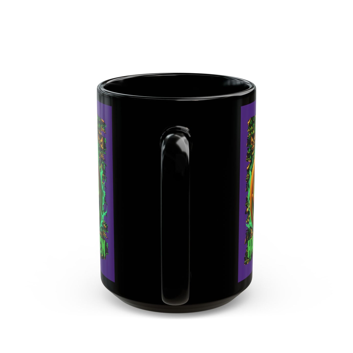 Happy Halloween Green Jack Purple Mug by CreepyCrafts.boo
