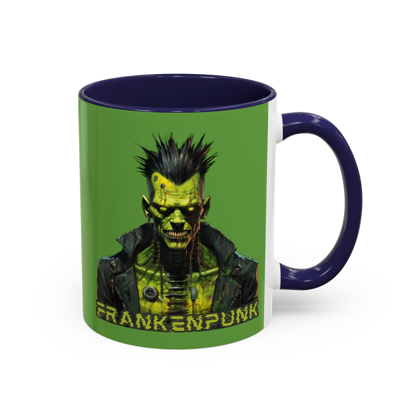 Frankenpunk Green Accent Mug by CreepyCrafts.boo