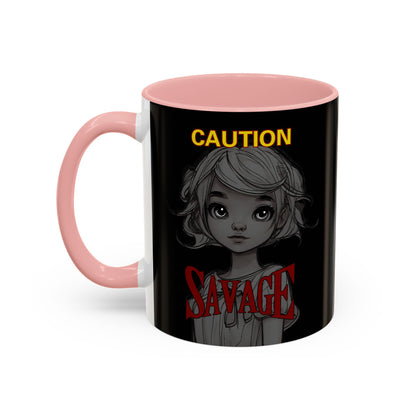 Caution, Savage Black Accent Mug by cypherpunkgear.com