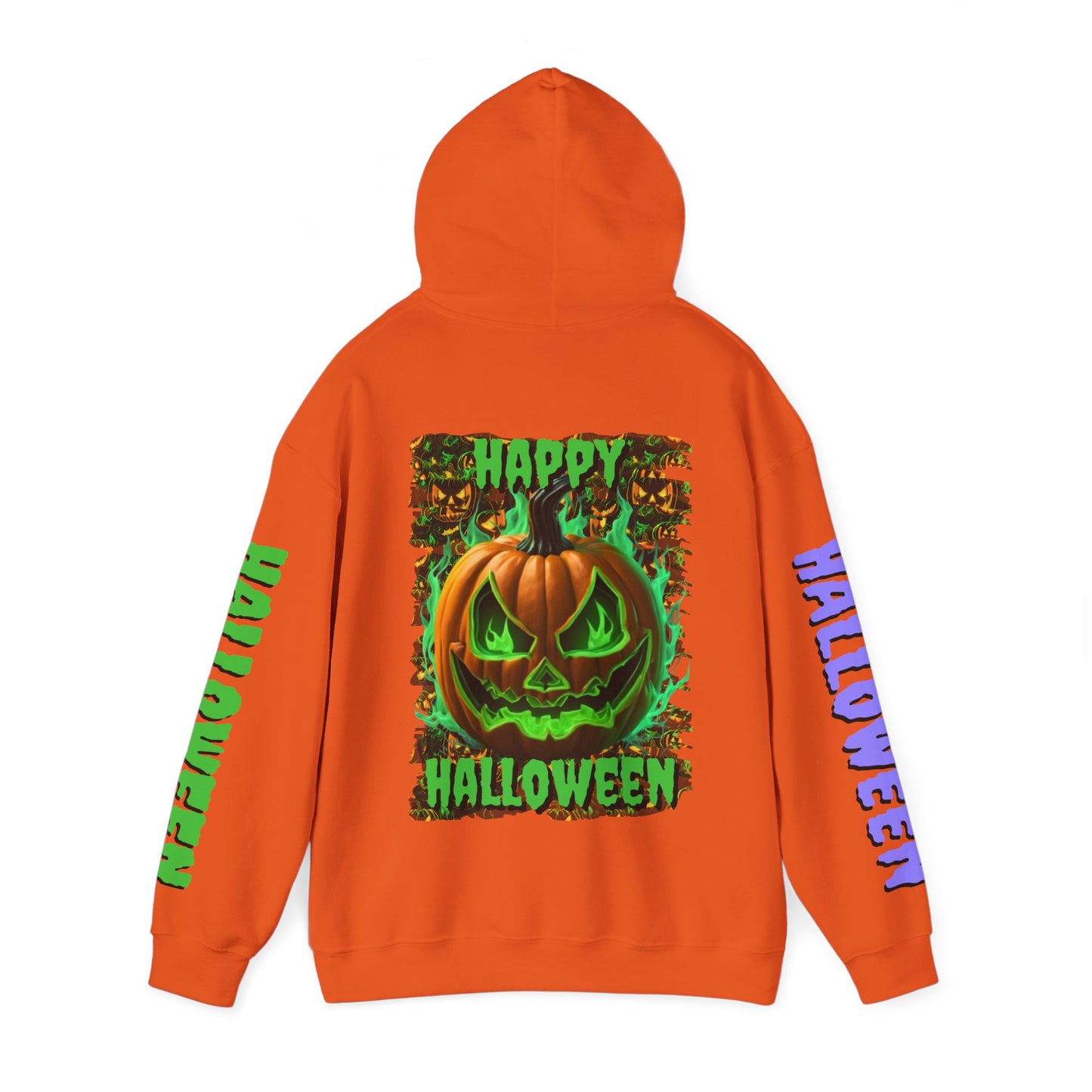 Happy Halloween Green Jack Hoodie Unisex Hooded Sweatshirt by cypherpunkgear