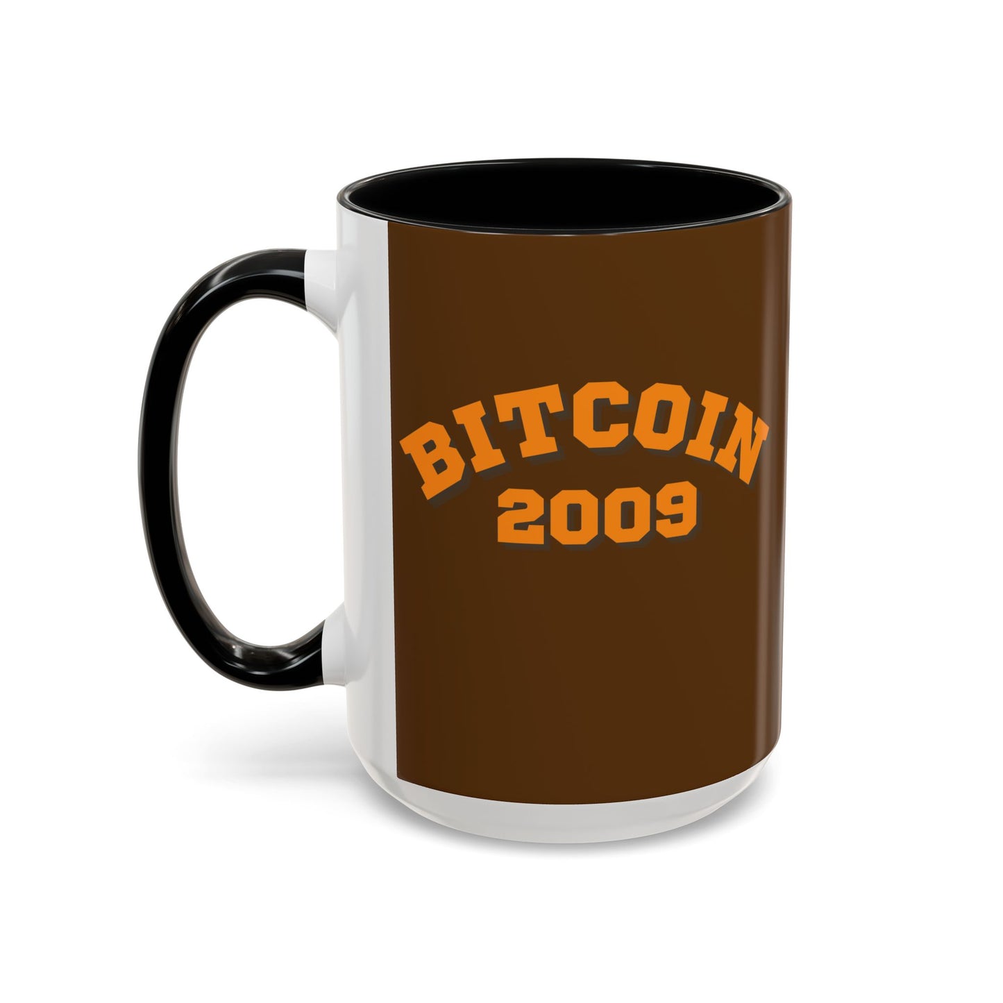 Bitcoin 2009 Brown Accent Mug by cypherpunkgear.com