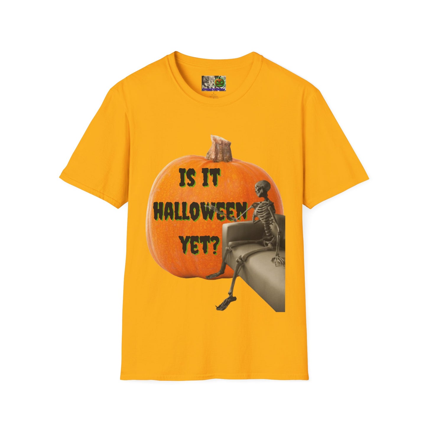 Is it Halloween yet? Skeleton's Giant Pumpkin Light colors Unisex T-Shirt by CreepyCrafts.boo