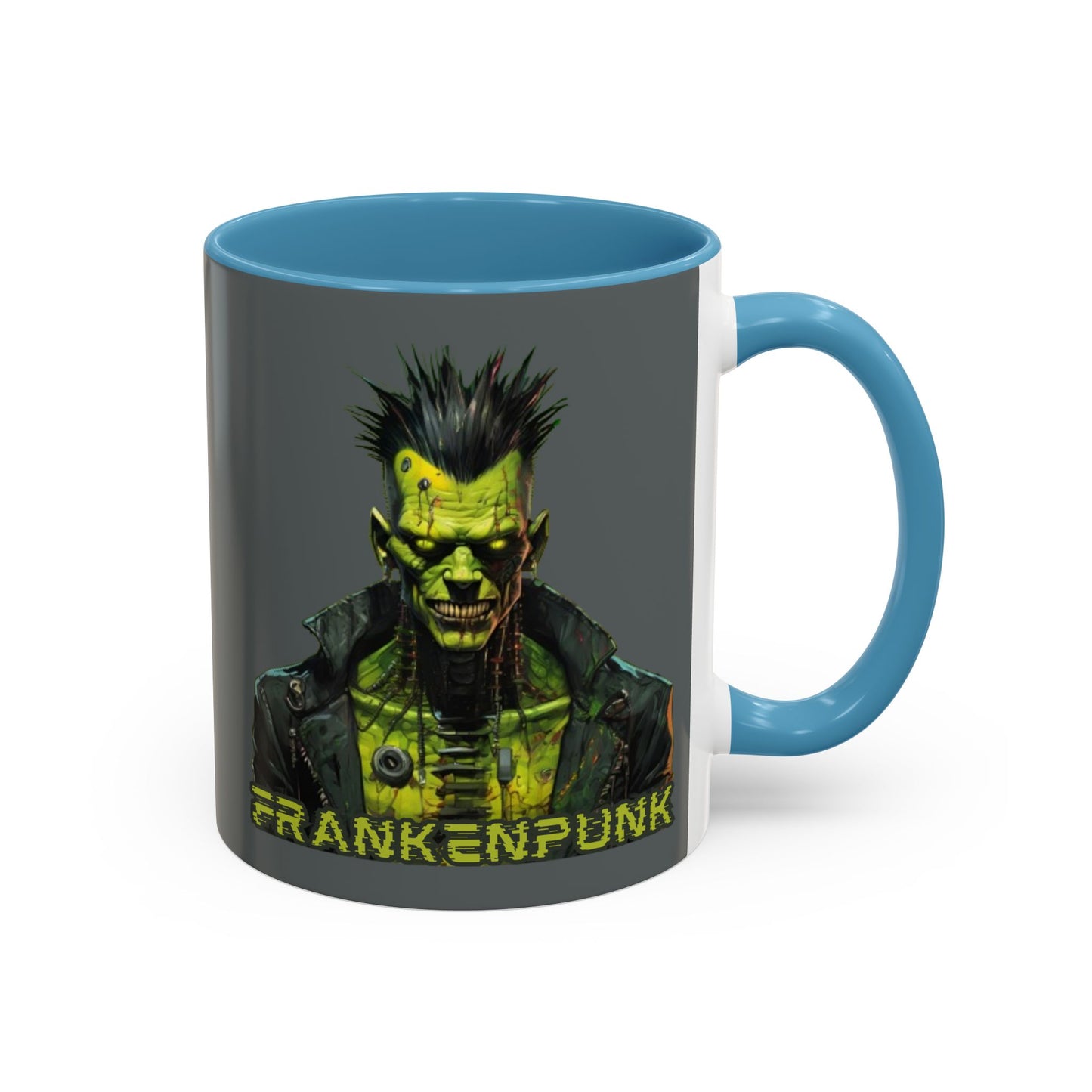 Frankenpunk Grey Accent Mug by CreepyCrafts.boo