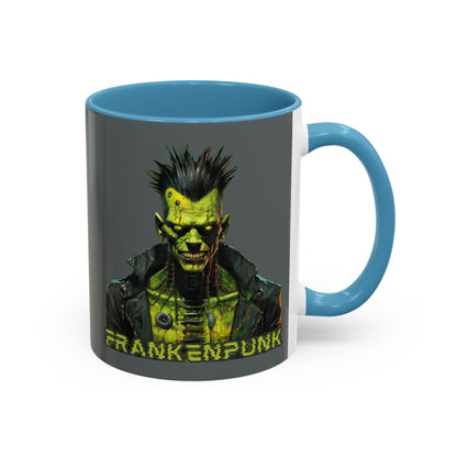 Frankenpunk Grey Accent Mug by CreepyCrafts.boo