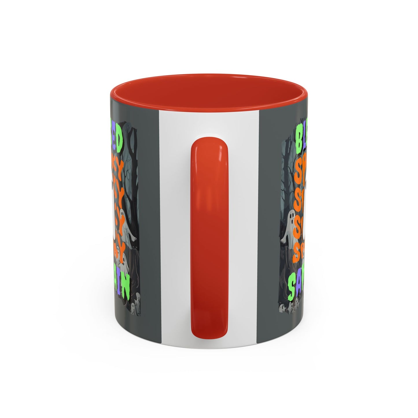 Spooky Blessed Samhain Ghost Mixed font Accent Mug by CreepyCrafts.boo