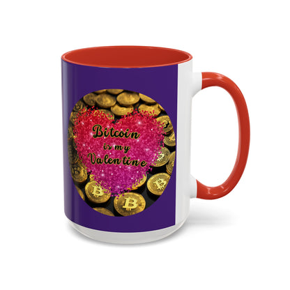 Bitcoin is My Valentine Purple Accent Mug by cypherpunkgear.com