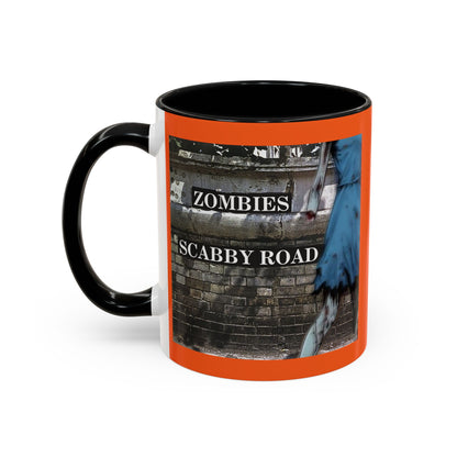 2-sided, Scabby Road Orange Accent Mug by CreepyCrafts.boo