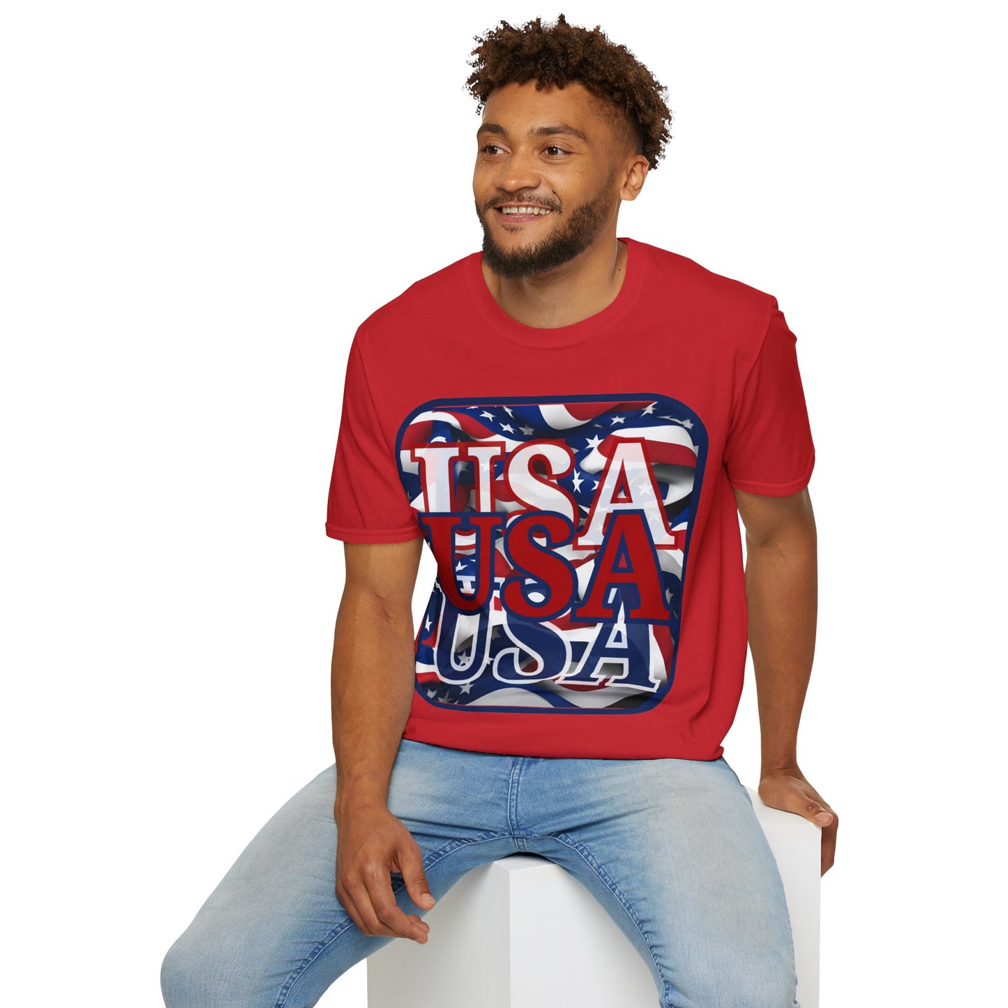 RED White and Blue USA Patriot LTcolors Unisex T-Shirt by cypherpunkgear