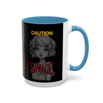 Caution, Savage Black Accent Mug by cypherpunkgear.com