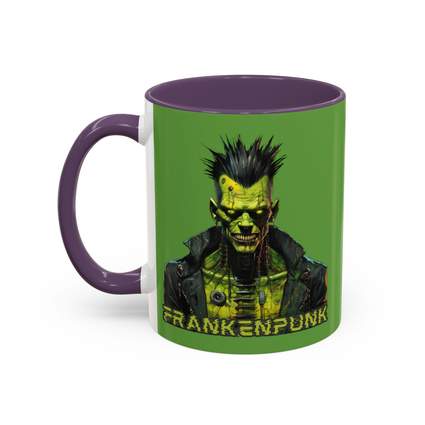 Frankenpunk Green Accent Mug by CreepyCrafts.boo