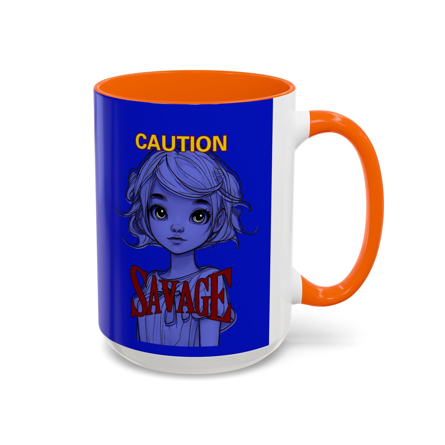 Caution, Savage Dark Blue Accent Mug by cypherpunkgear.com