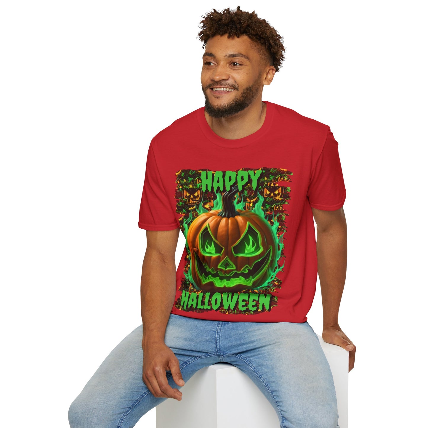 Happy Halloween Green Jack Light colors Unisex T-Shirt by CreepyCrafts.boo