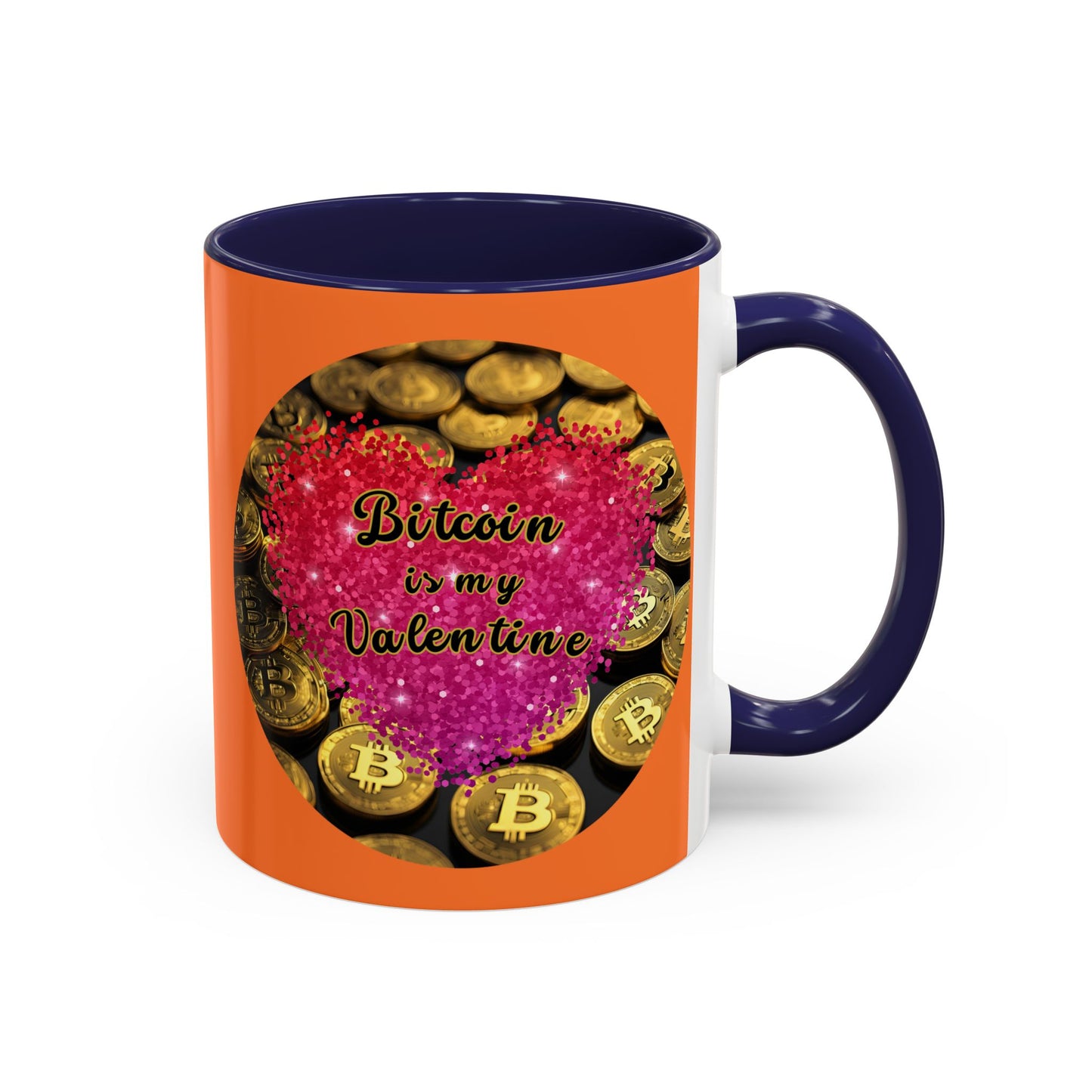 Bitcoin is My Valentine Orange Accent Mug by cypherpunkgear.com
