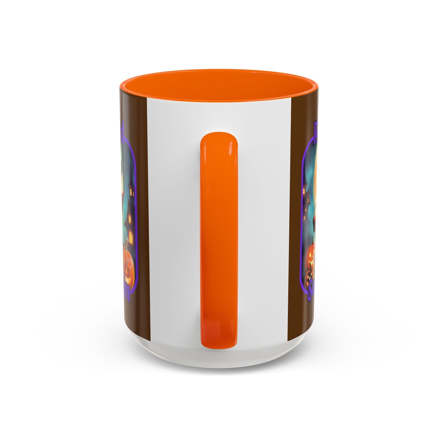 Blessed Samhain Little Witch Purple font Brown Accent Mug by CreepyCrafts.boo