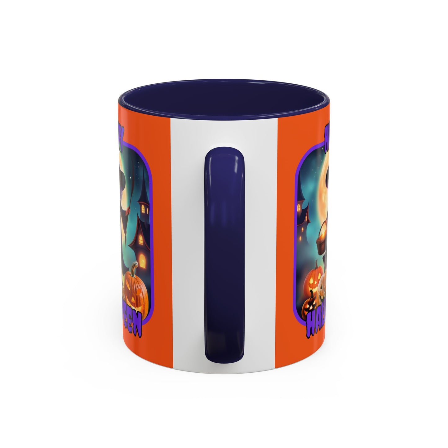 Happy Halloween Little Witch Purple font Orange Accent Mug by CreepyCrafts.boo