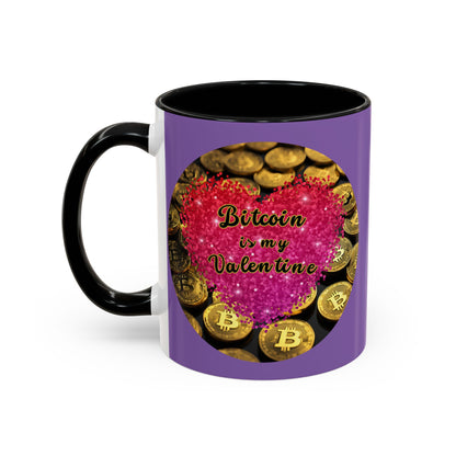 Bitcoin is My Valentine Light Purple Accent Mug by cypherpunkgear.com