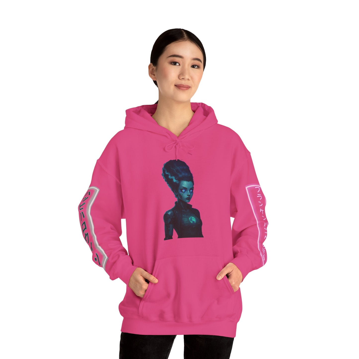Neon Bride of Frankenstein Hoodie Unisex Hooded Sweatshirt by CreepyCrafts.boo