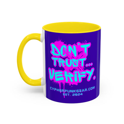 Don't Trust...Verify. Dark Purple Accent Mug by cypherpunkgear.com