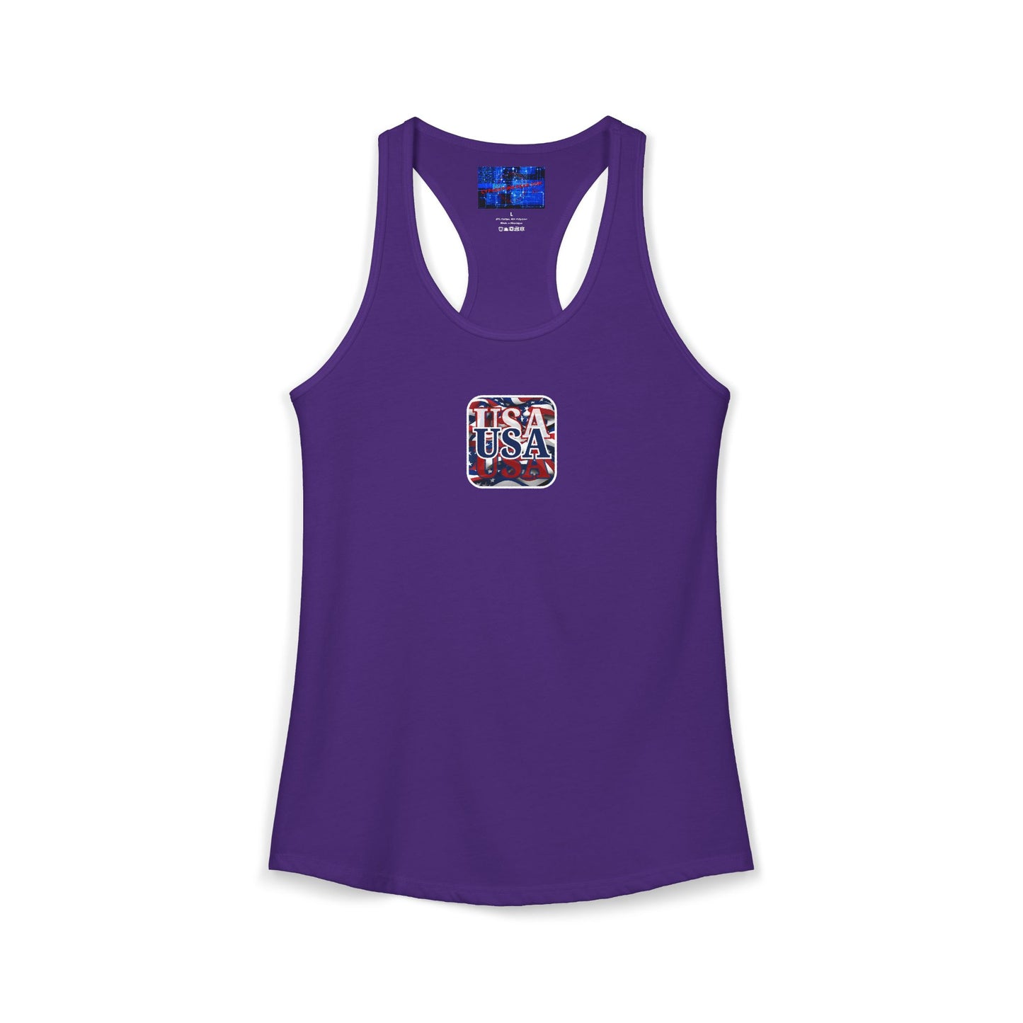 2-sided Red White and BLUE USA Patriot Women's Racerback Tank Top by cypherpunkgear.com