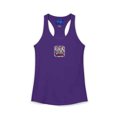 2-sided Red White and BLUE USA Patriot Women's Racerback Tank Top by cypherpunkgear.com
