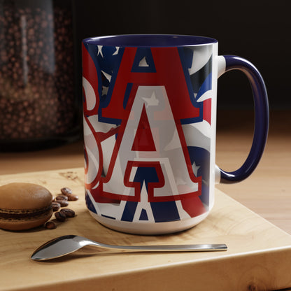 USA! USA! USA WHfont Patriot Accent Mug by cypherpunkgear