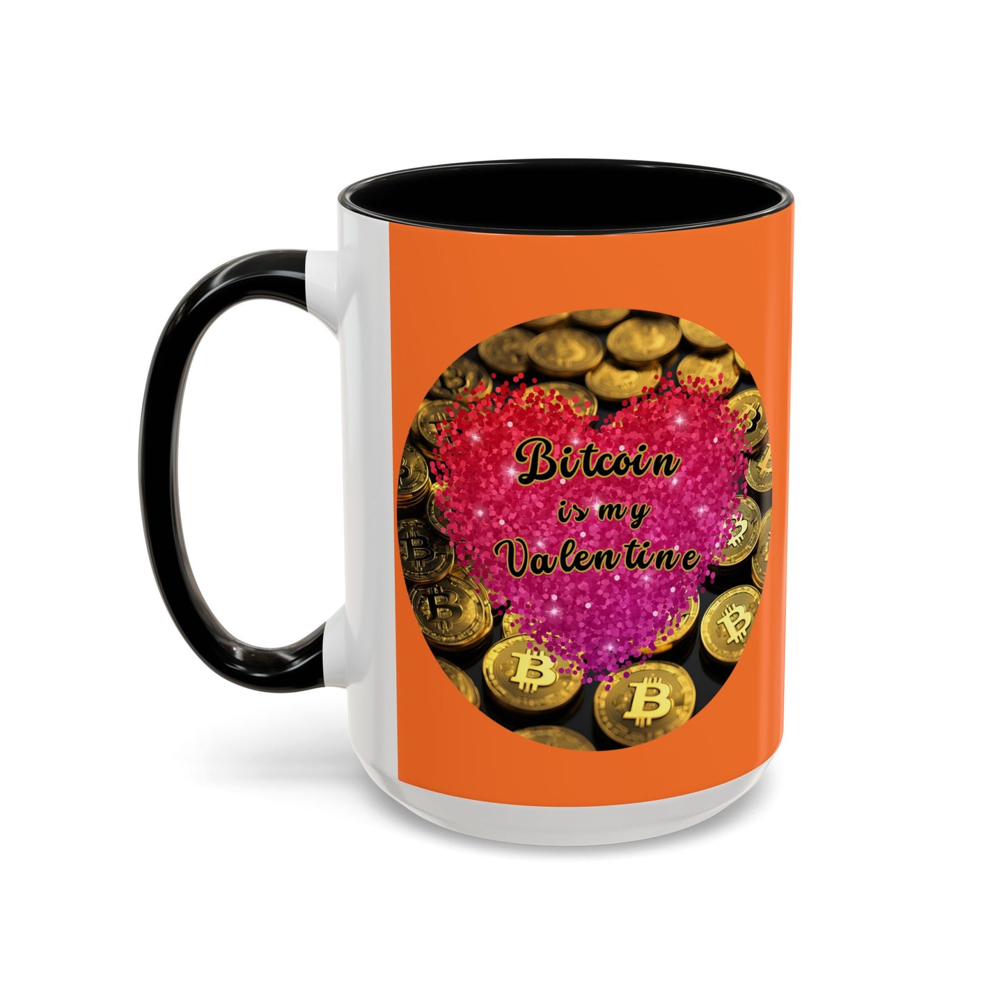 Bitcoin is My Valentine Orange Accent Mug by cypherpunkgear.com
