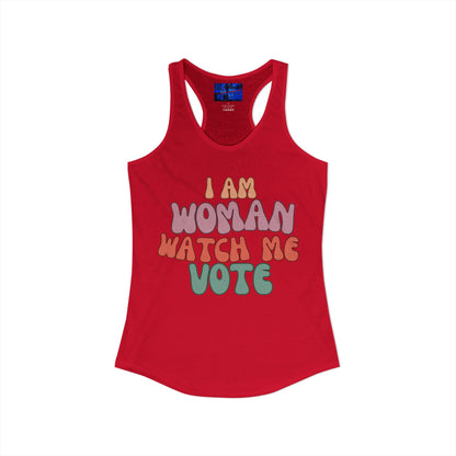 I Am Woman Watch Me Vote Women's Racerback Tank Top by cypherpunkgear.com