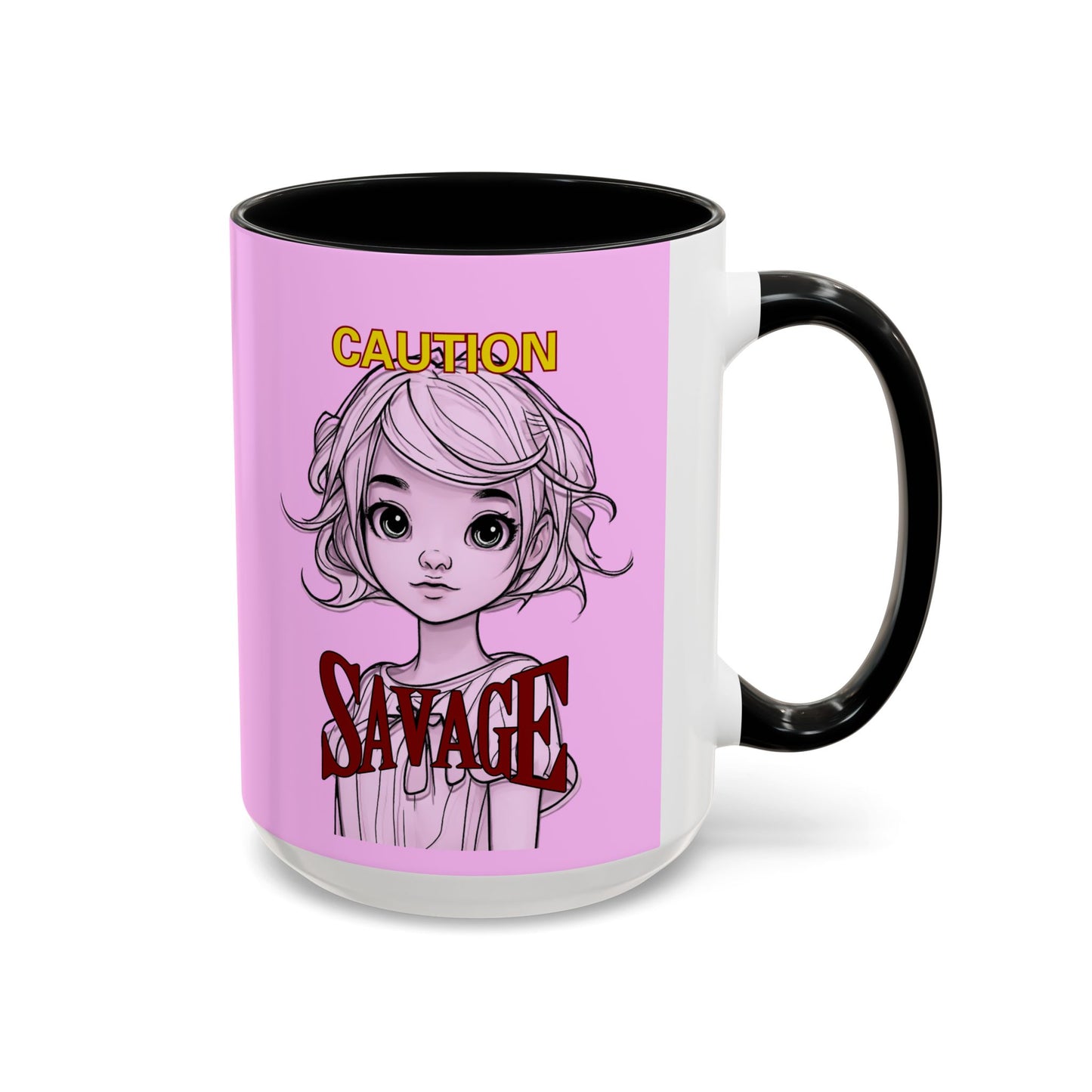 Caution, Savage Pink Accent Mug by cypherpunkgear.com