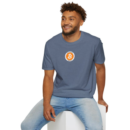 2-sided, Bitcoin (BTC) Decentralized Freedom Dark colors Unisex T-Shirt by cypherpunkgear.com