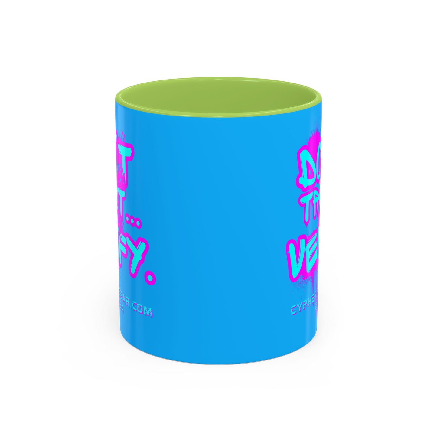 Don't Trust...Verify. Light Blue Accent Mug by cypherpunkgear.com