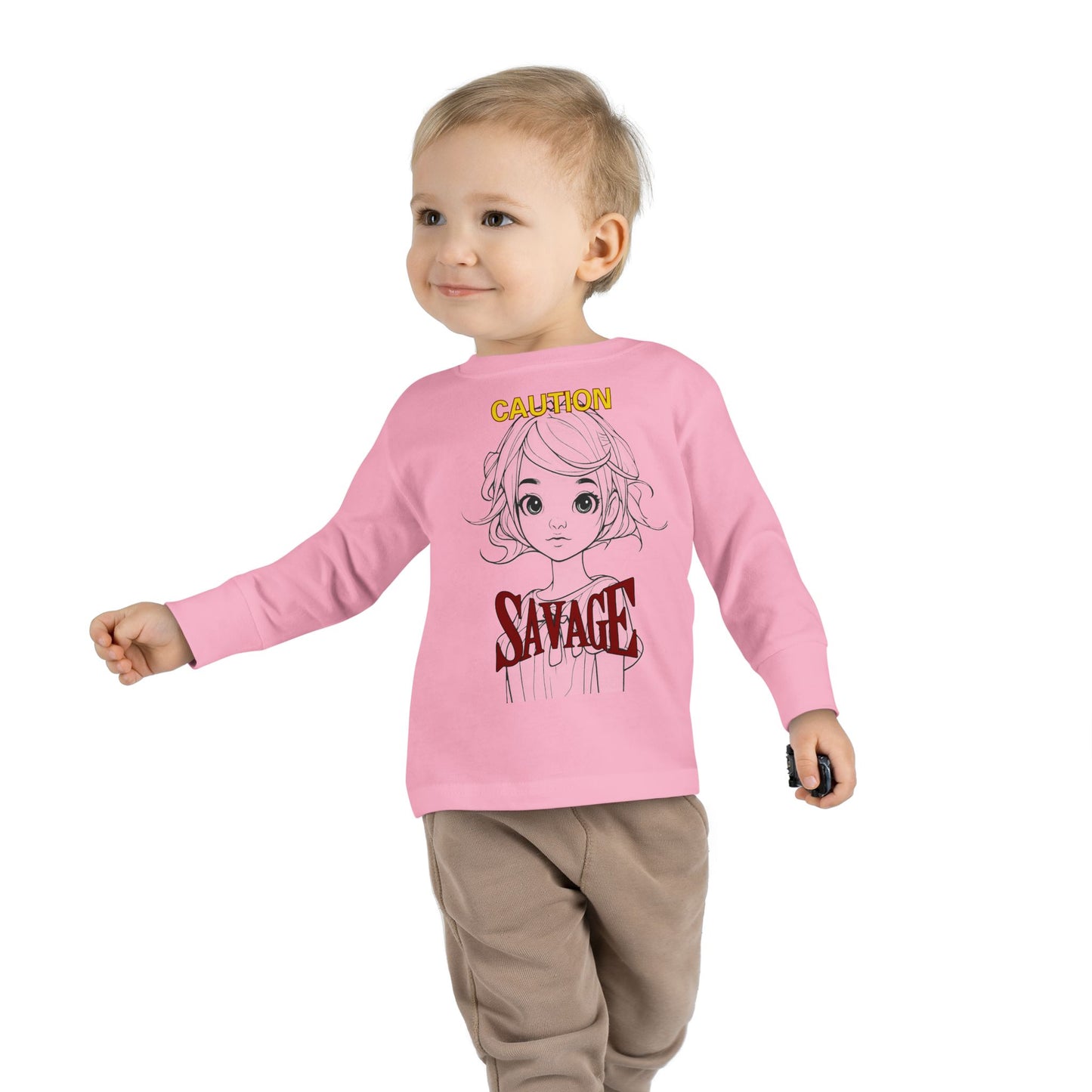 Caution: Tiny but Savage Toddler Long Sleeve Tee by cypherpunkgear.com