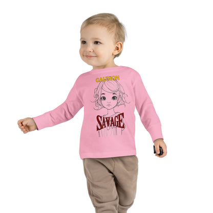 Caution: Tiny but Savage Toddler Long Sleeve Tee by cypherpunkgear.com