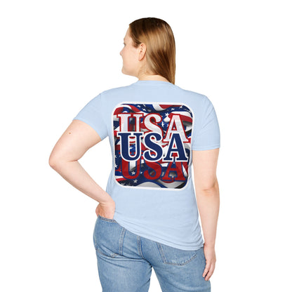 2-sided Red White and BLUE USA Patriot LTcolors Unisex T-Shirt by cypherpunkgear