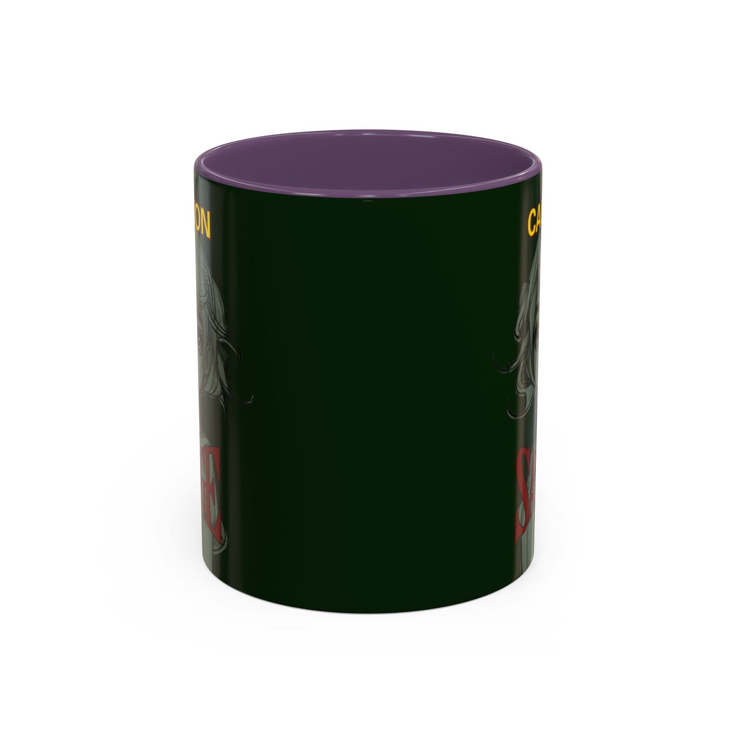 Caution, Savage Dark Green Accent Mug by cypherpunkgear.com