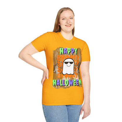 Spooky Happy Halloween Ghost Light colors Mixed font Unisex T-Shirt by CreepyCrafts.boo