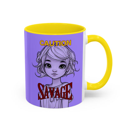 Caution, Savage Light Purple Accent Mug by cypherpunkgear.com