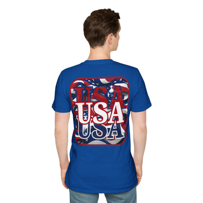 ¡EE.UU! ¡EE.UU! ¡EE.UU! ¡Patriot de 2 caras de cypherpunkgear! Camiseta unisex de estilo suave