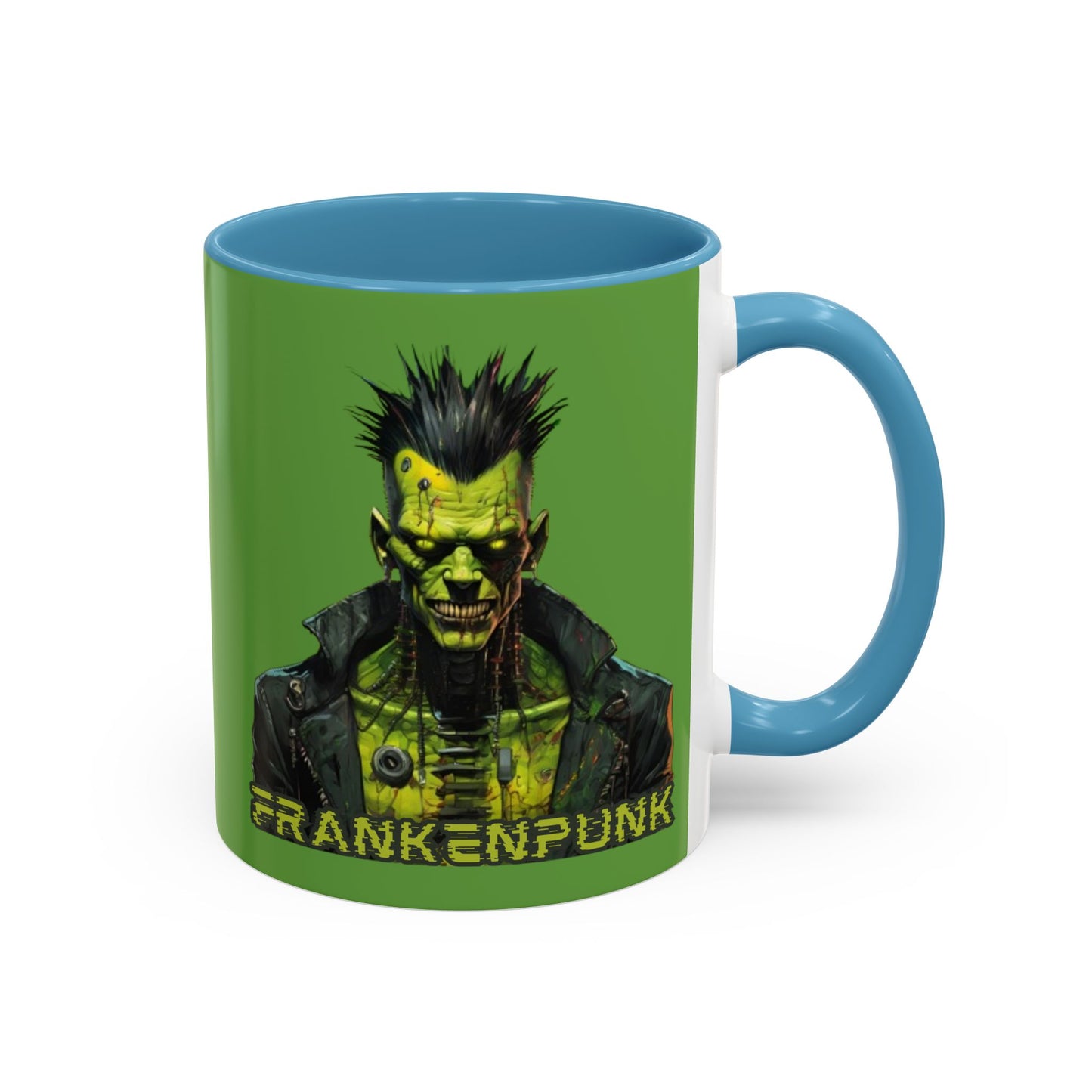 Frankenpunk Green Accent Mug by CreepyCrafts.boo