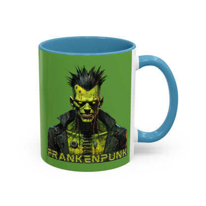 Frankenpunk Green Accent Mug by CreepyCrafts.boo