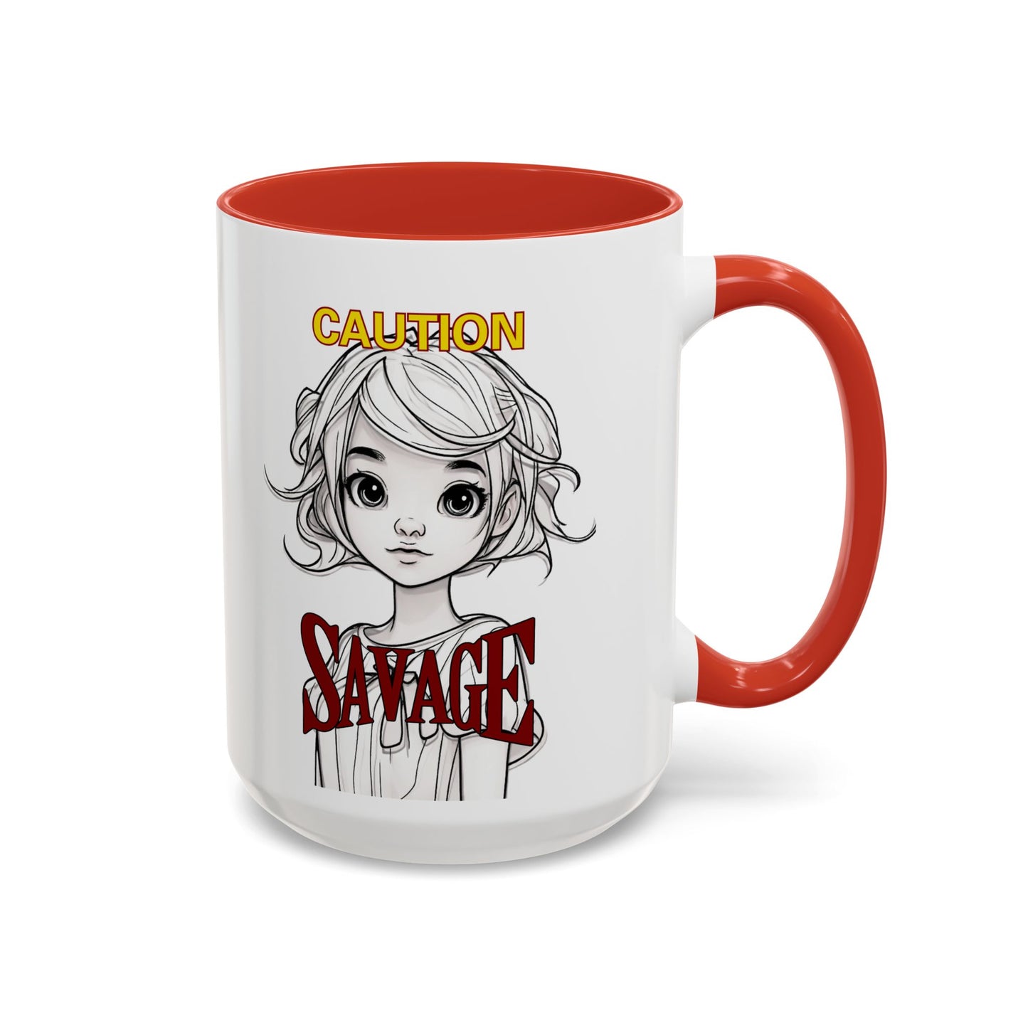 Caution, Savage White Accent Mug by cypherpunkgear.com