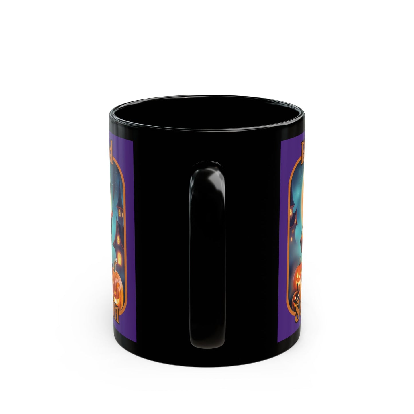 Blessed Samhain Little Witch Orange font Purple Mug by CreepyCrafts.boo