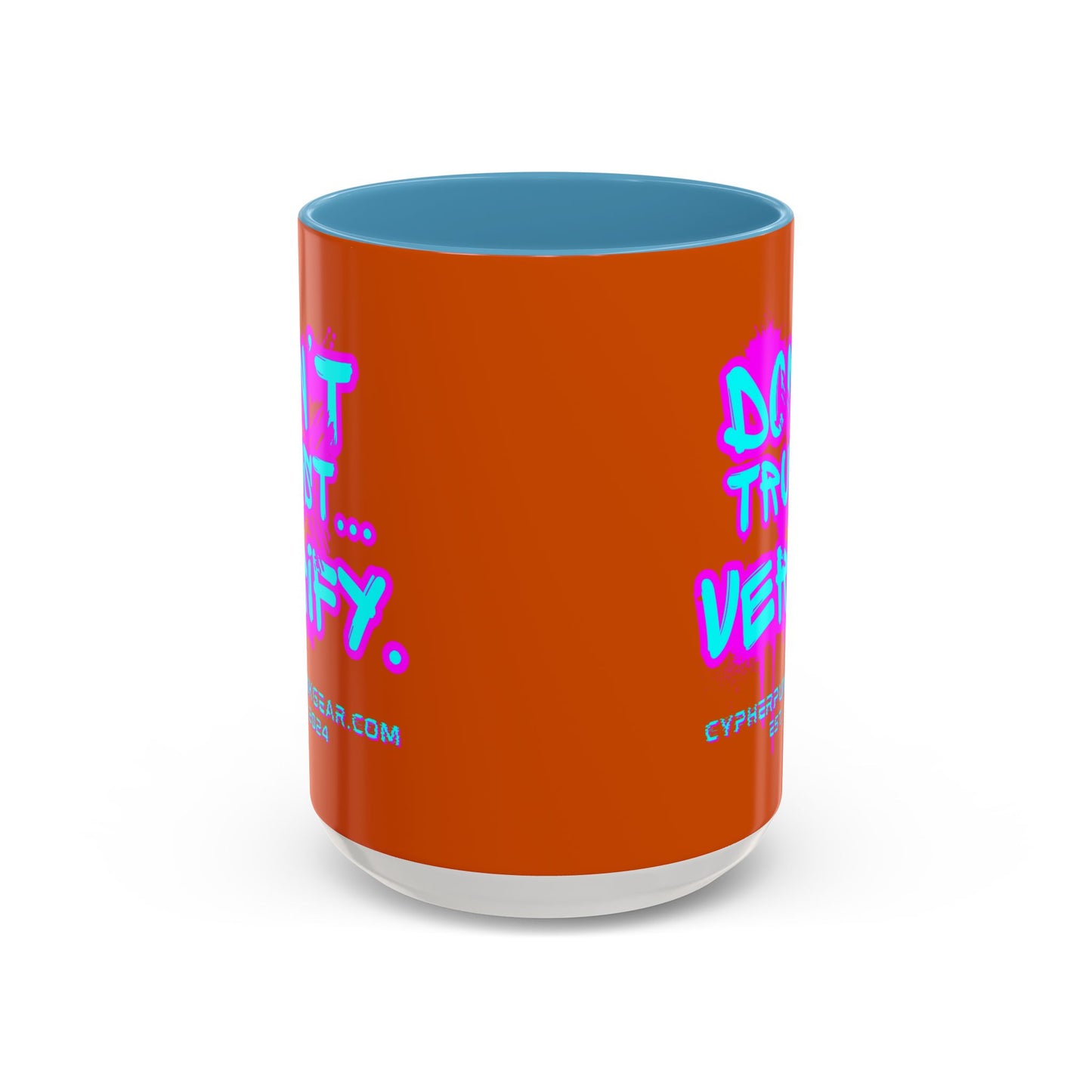 Don't Trust...Verify. Orange Accent Mug by cypherpunkgear.com