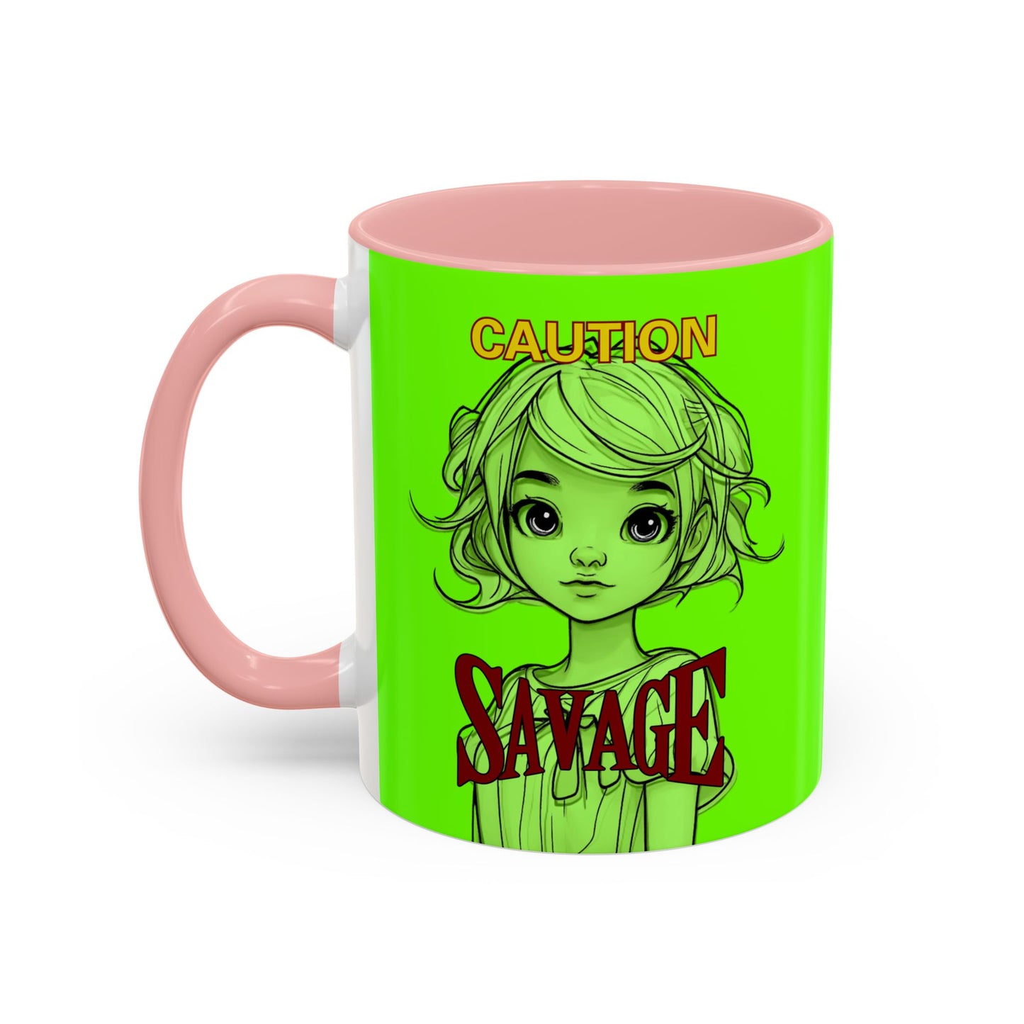 Caution, Savage Light Green Accent Mug by cypherpunkgear.com