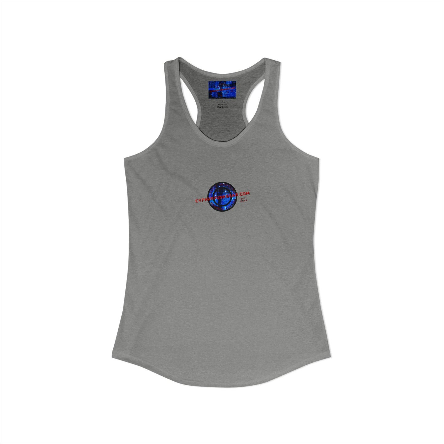 2-sided, cypherpunkgear.com Logo & Cityscape Women's Racerback Tank Top by cypherpunkgear.com