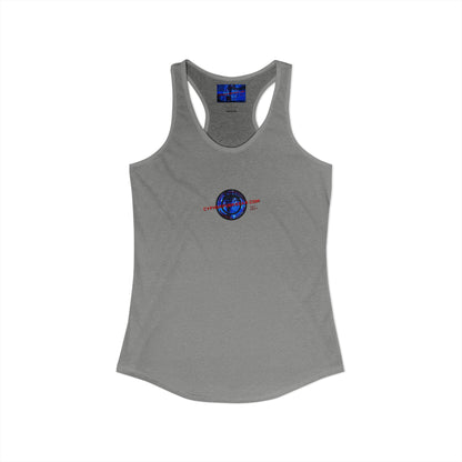2-sided, cypherpunkgear.com Logo & Cityscape Women's Racerback Tank Top by cypherpunkgear.com