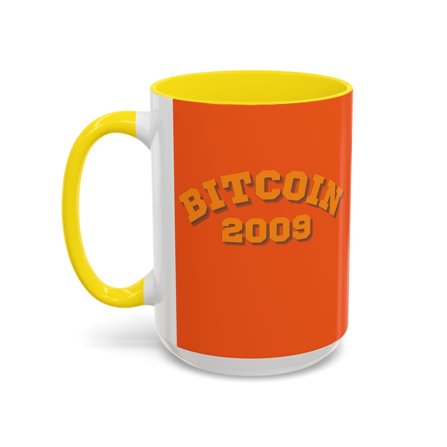 Bitcoin 2009 Orange Accent Mug by cypherpunkgear.com