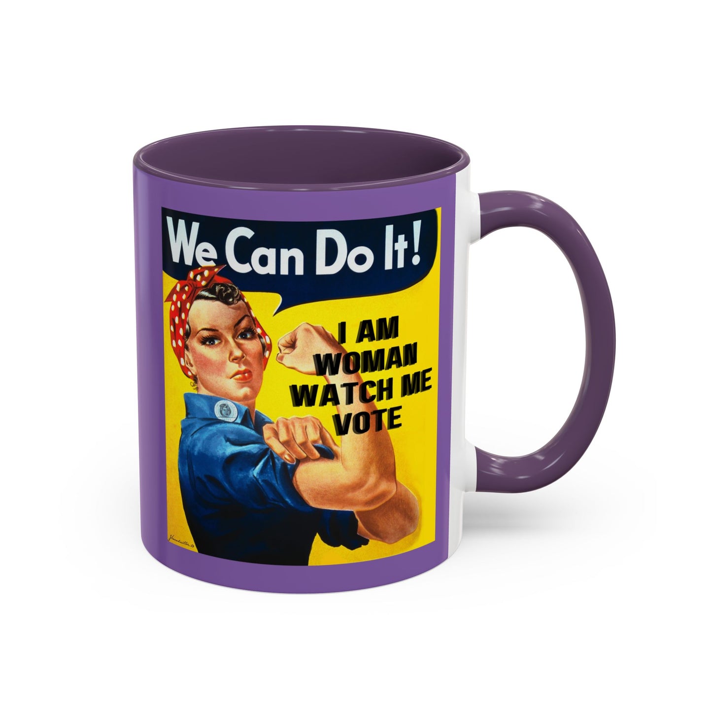 I Am Woman Watch Me Vote Rosie Light Purple Accent Mug by cypherpunkgear.com